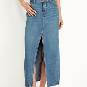 Old Navy High-Waisted Split-Front Cut-Off Non-Stretch Jean Maxi Skirt - Size 12